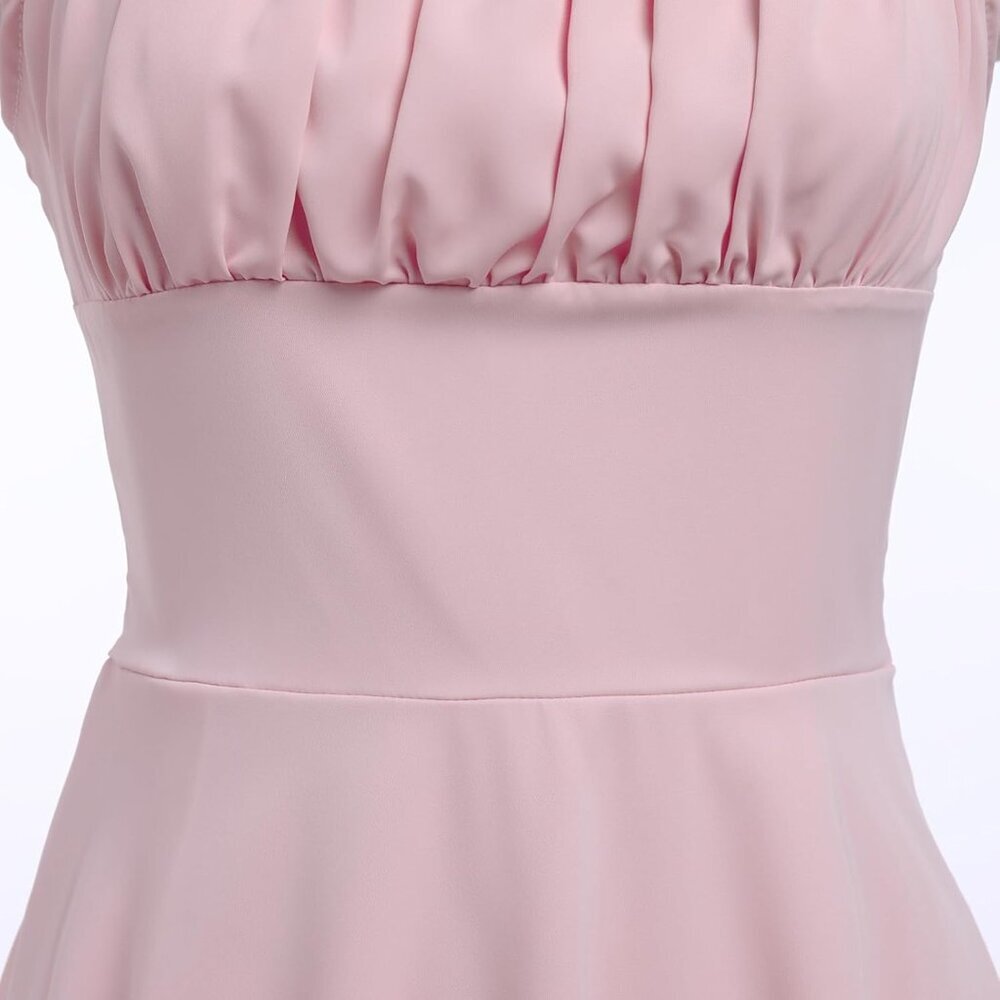 Women's Lace Mini Dress Flowy A-Line Square Neck Ruffle Summer Casual - Picture 5 of 6